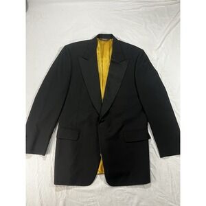 VTG PAUL STUART Size 41R Mens Tuxedo Dinner Jacket 100% Wool Black Peak Lapel